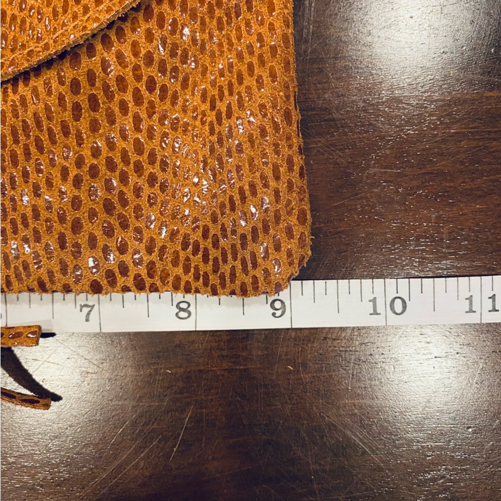 Brown Leather Snakeskin Embossed Purse with Tassels and Gold Chain - Picture 10 of 11